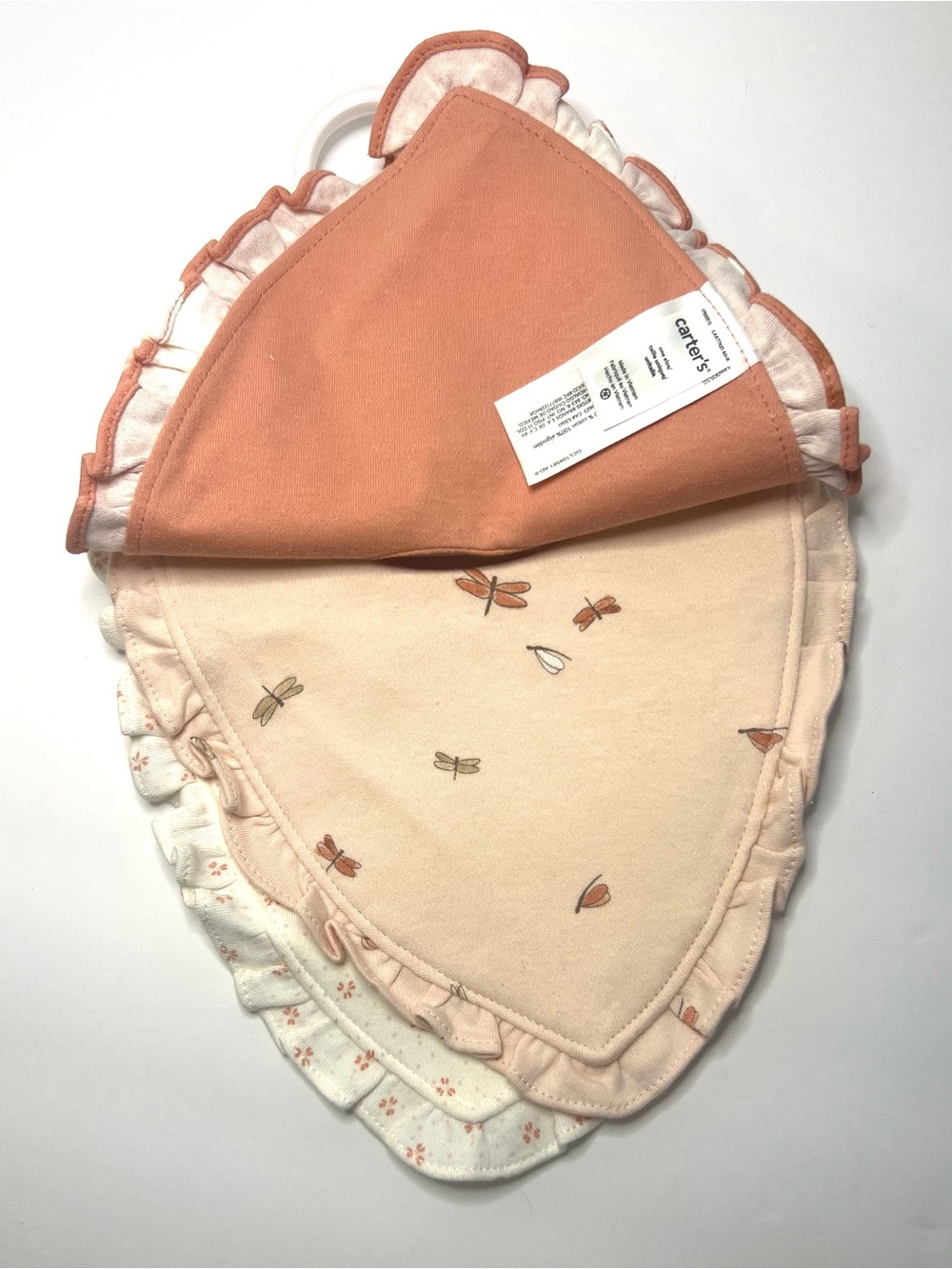 Carter's Rust Pink Floral Ruffle Bib Set - Picture 2 of 4